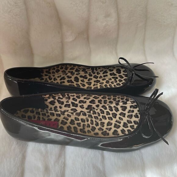 NWOB Pleaser Anna-01 black flats ballerina shoes with bow accent round t… - Picture 1 of 11